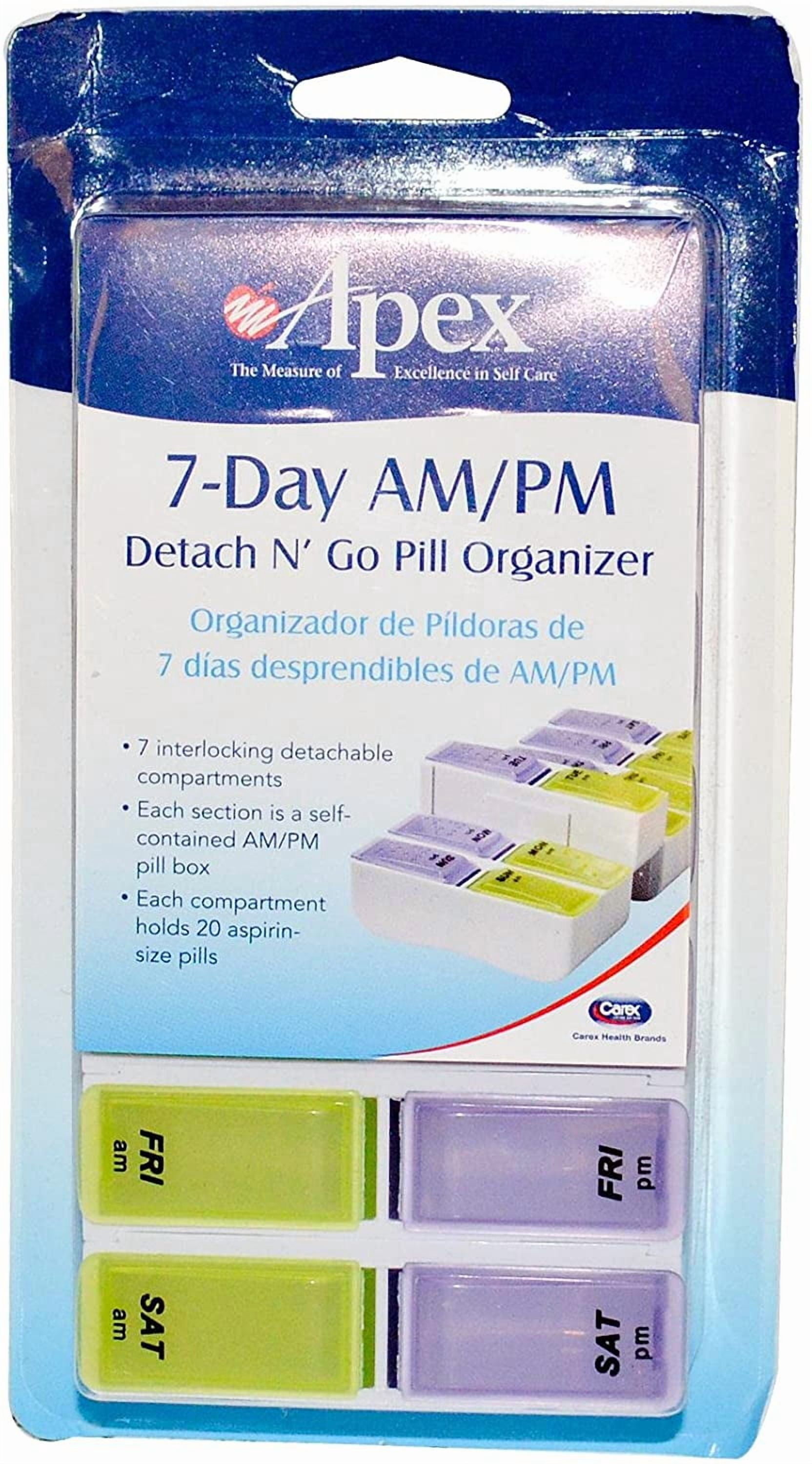 Apex 7 Day AM/PM Detach N Go Pill Organizer, 1 Ea, 3 Pack