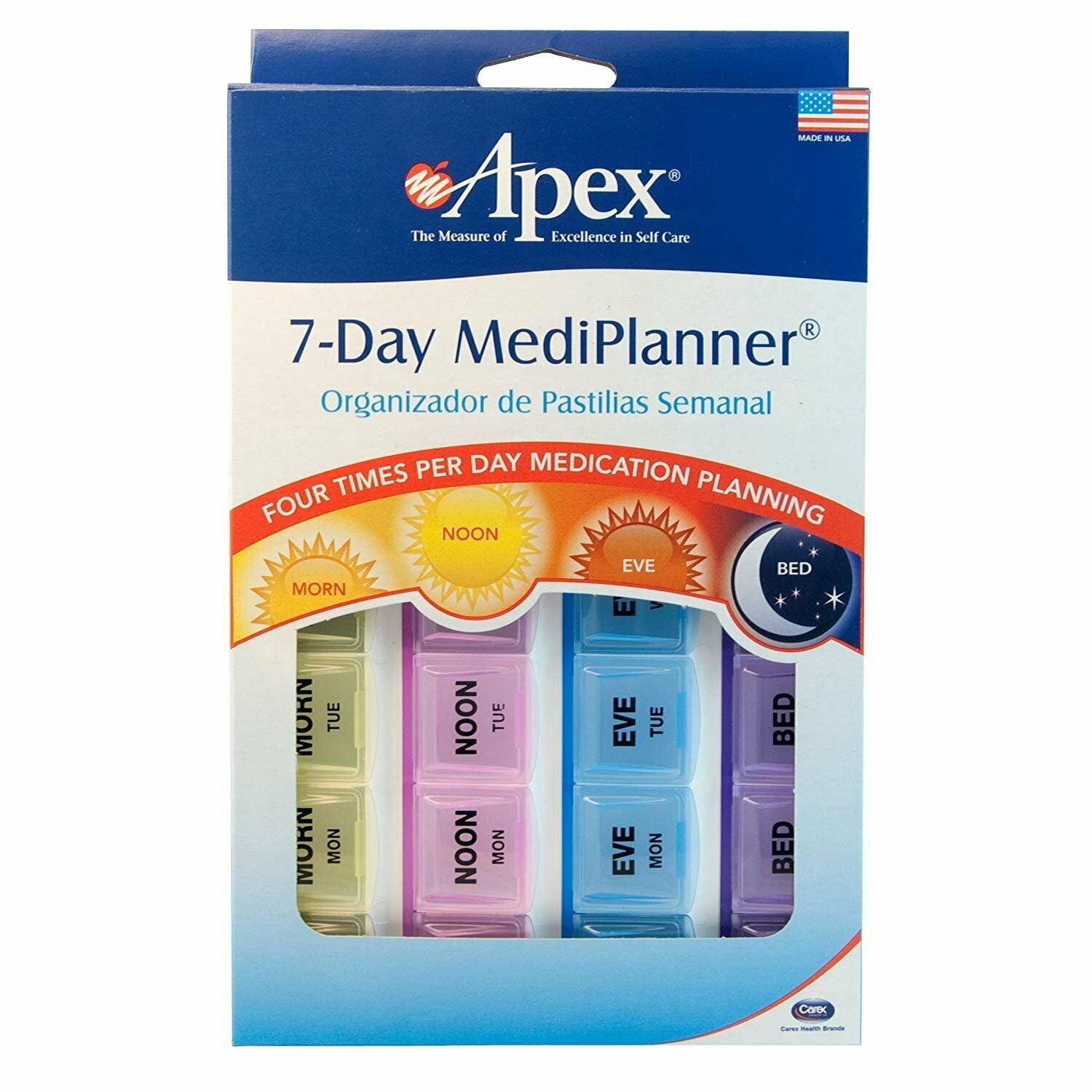 Apex 7-Day Convenient Med Planner Easy Pill Removal Organizer, 1ct, 6-Pack