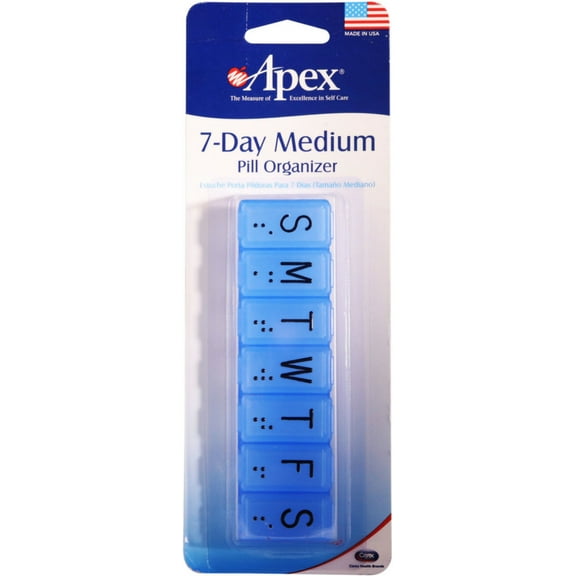 Apex 7-Day Pill Organizer Medium (Color may vary) 1 ea (Pack of 3)