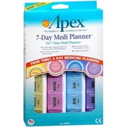 Apex 7-Day Medication Tray Planner Pills Organizer, 4 Pack