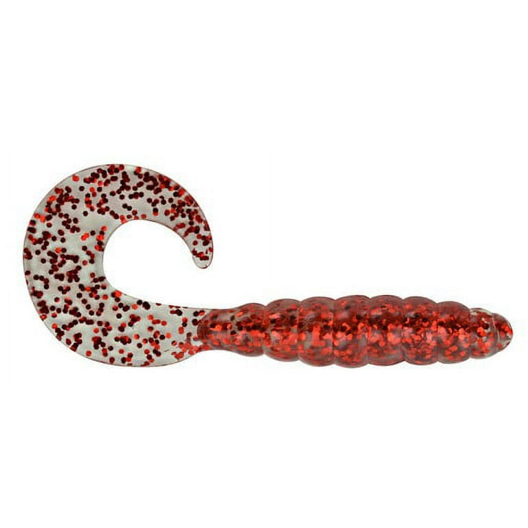 Apex AP-CT2-44 Clear/Red Flake 2 Curly Tail Grub Soft Plastic Lure (10  Pack)