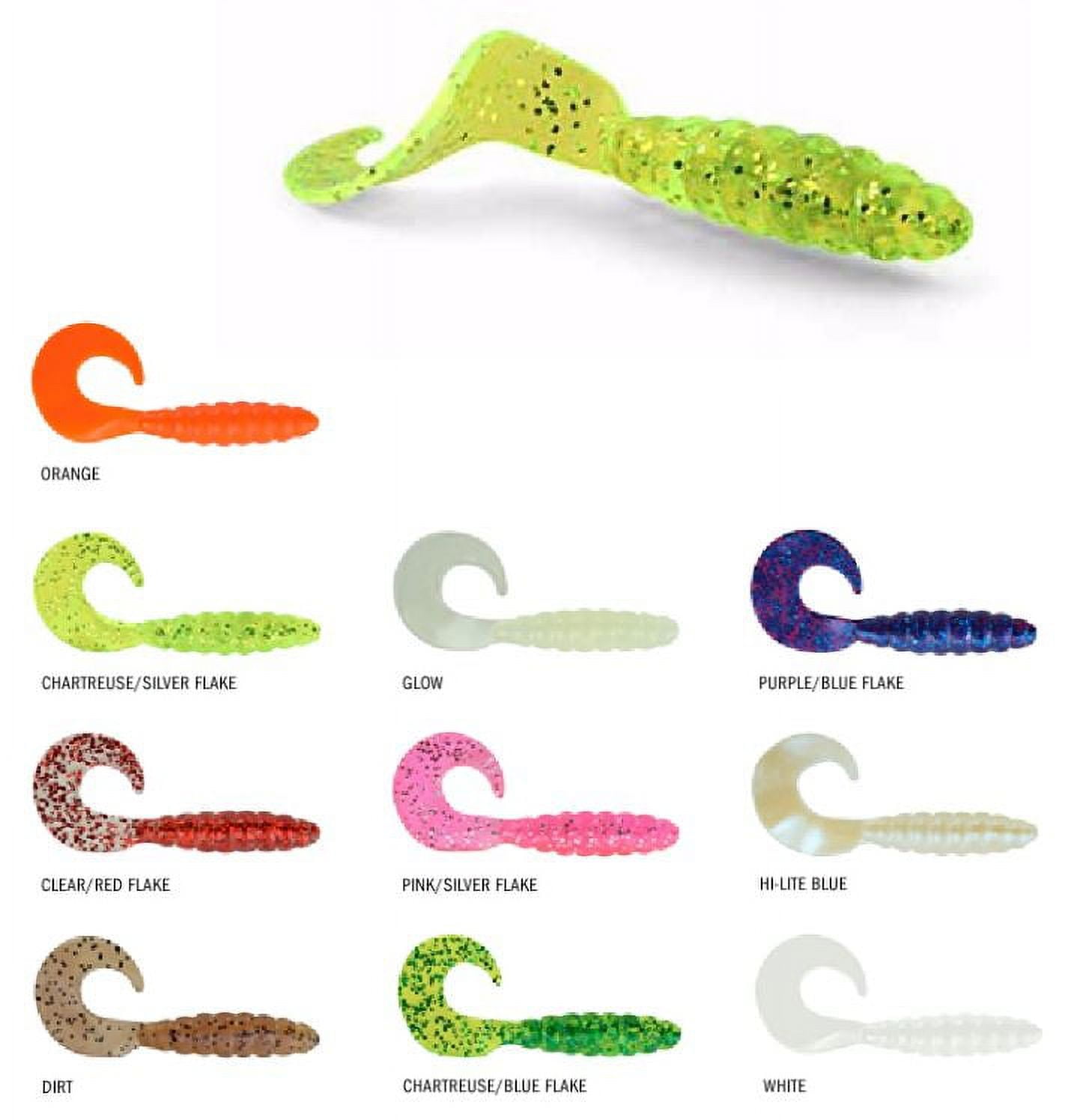 🌟 Apex Tackle Chartreuse Silver Flake Curly Tail 2 inch Fishing