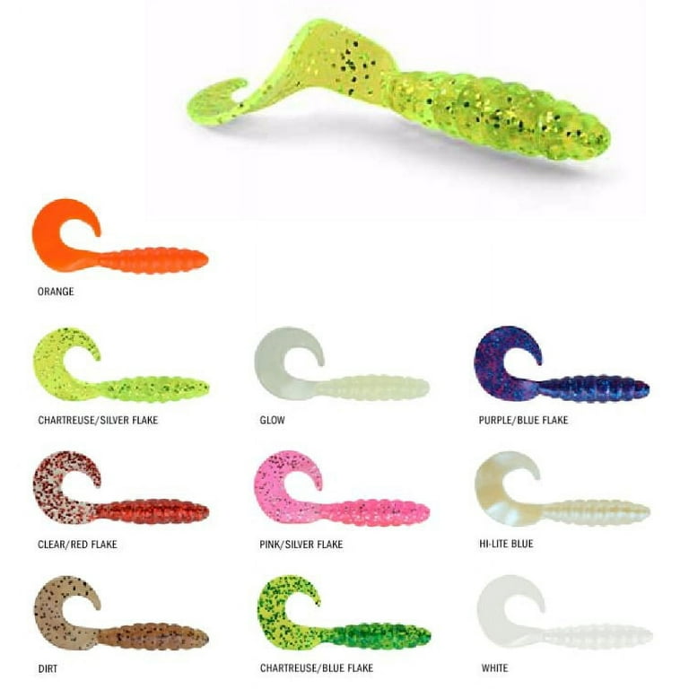 Apex AP-CT2-68 Pink/Silver Flake 2 Curly Tail Grub Soft Plastic Lure (10  Pack)