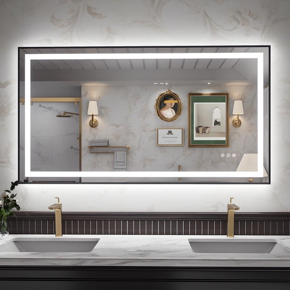 Apex-B 55x30in Vanity Mirror with Lights for Bathroom Wall,Framed LED Bathroom Mirror,Anti-Fog,Shatter-Proof,ETL Listed