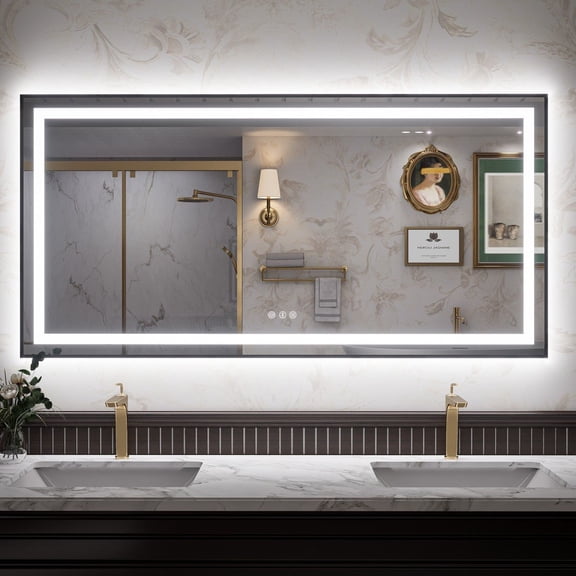 Apex-B 60x30in Vanity Mirror with Lights for Bathroom Wall,Framed LED Bathroom Mirror,Anti-Fog,Shatter-Proof,ETL Listed