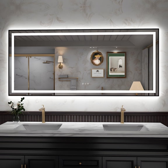 Apex-B 72x32in Vanity Mirror with Lights for Bathroom Wall,Framed LED Bathroom Mirror,Anti-Fog,Shatter-Proof,ETL Listed