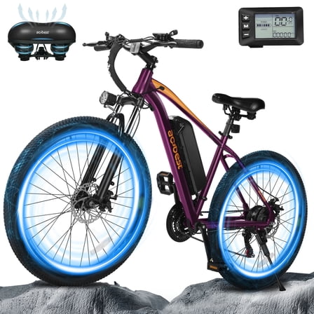 Actbest Apex Electric Bike for Adults, 27.5" Electric Mountain Bike with 21-Speed, Peak 1200W Motor 28MPH Top Speed,(Purple)