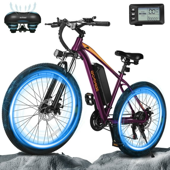 Actbest Apex Electric Bike for Adults, 27.5" Electric Mountain Bike with 21-Speed, Peak 1200W Motor 28MPH Top Speed,(Purple)
