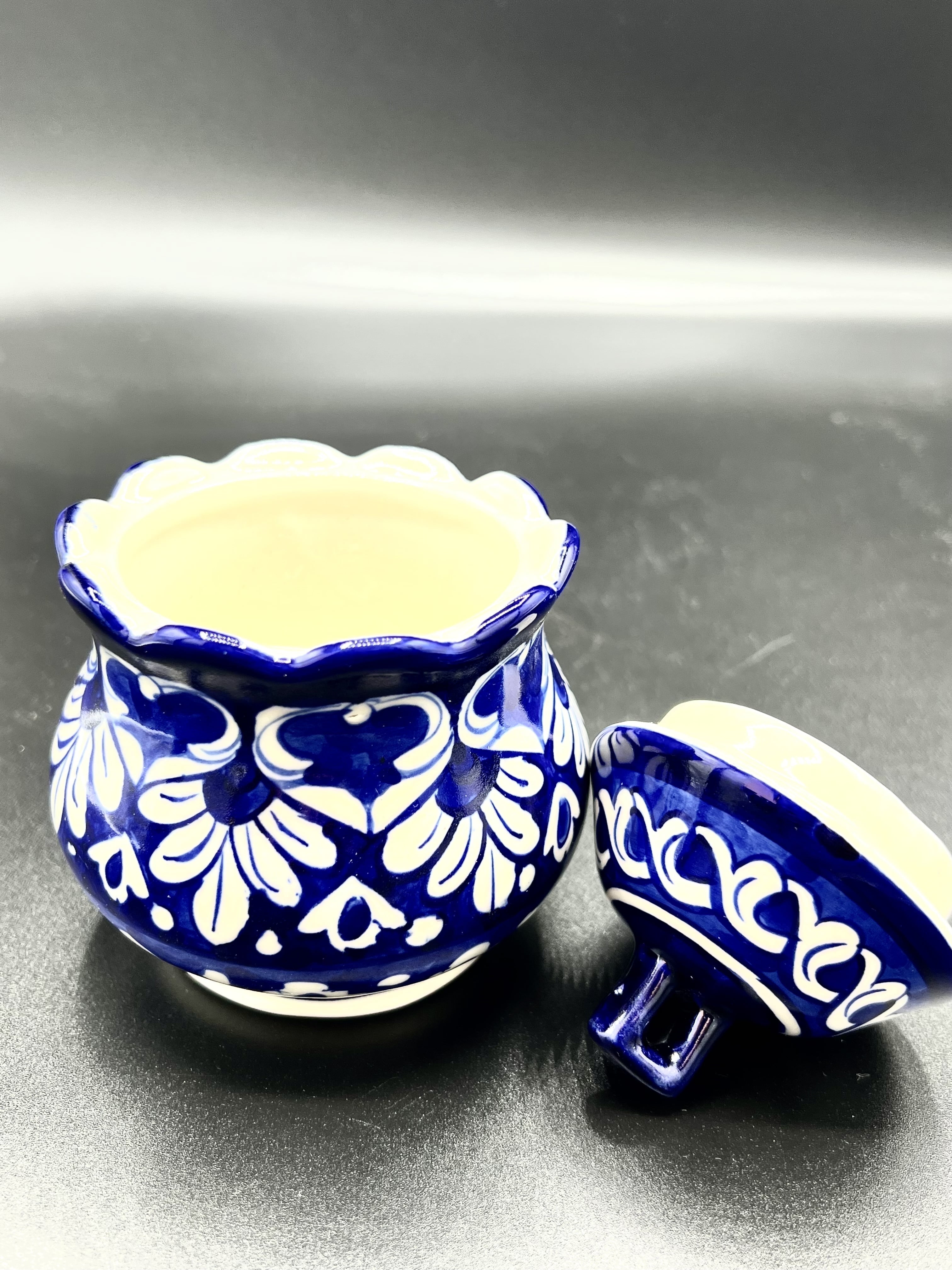 Apex Global Blue Pottery Sugar Pot, Handcrafted Ceramic Decorative ...