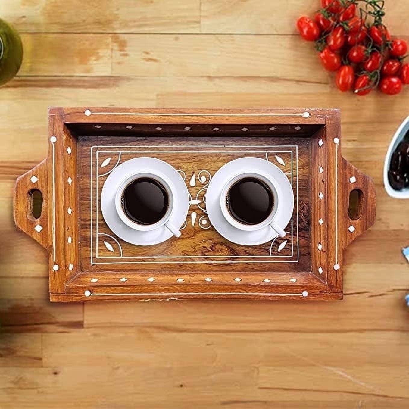 Apex Global Handcrafted Indian Rosewood Wooden Serving Tray, 24 cm x 7 ...