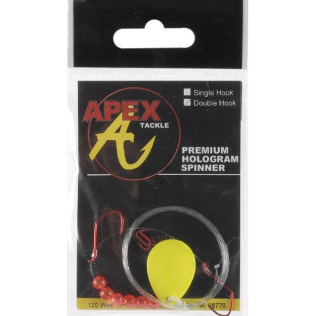 Apex Hologram Spinner Double Hook Fishing Rig, Yellow