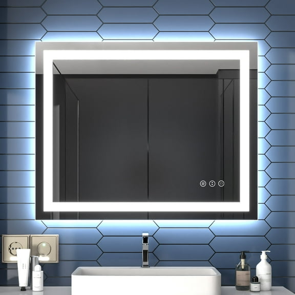 40" W x 32" H Antifog Bathroom Mirror with LED, Dimmable Dual Lighting Mode and Tempered Glass|Apex