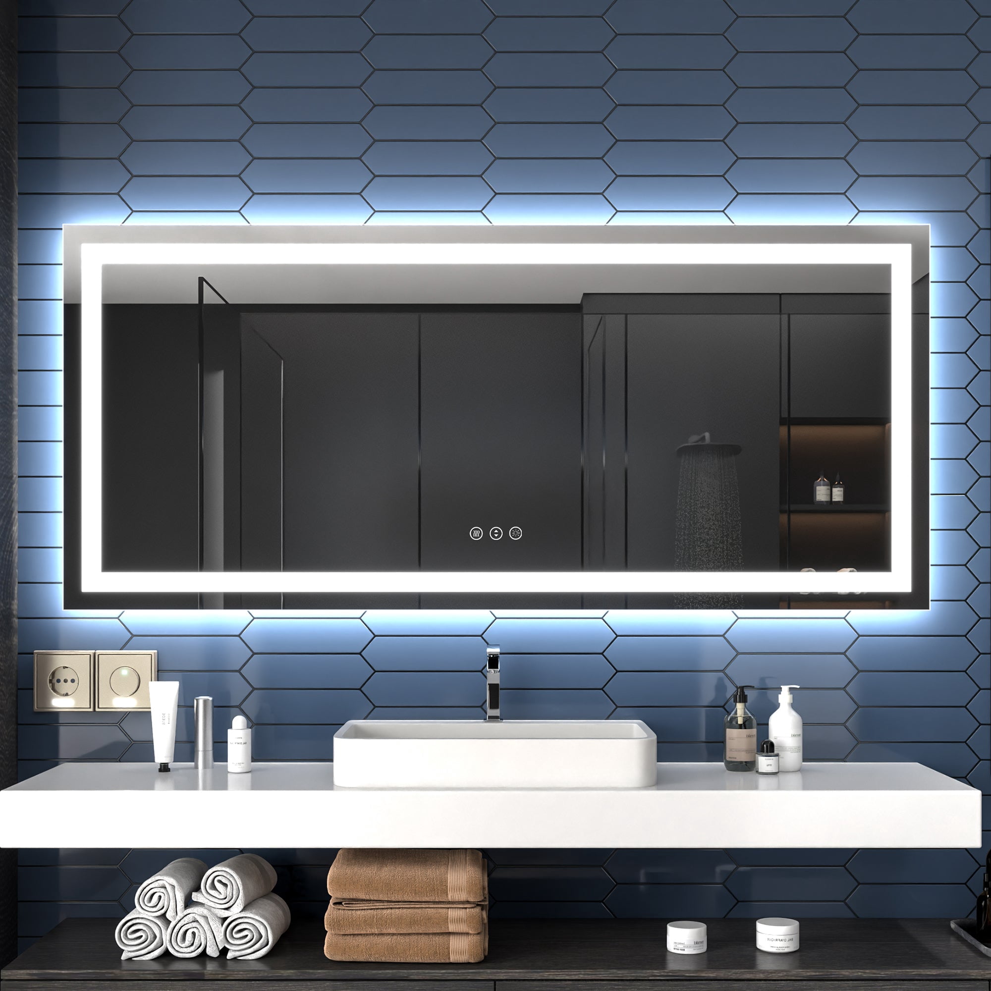 ExBrite 72x32 Inch Backlit LED Vanity Mirror for Bathroom and Bedroom ...