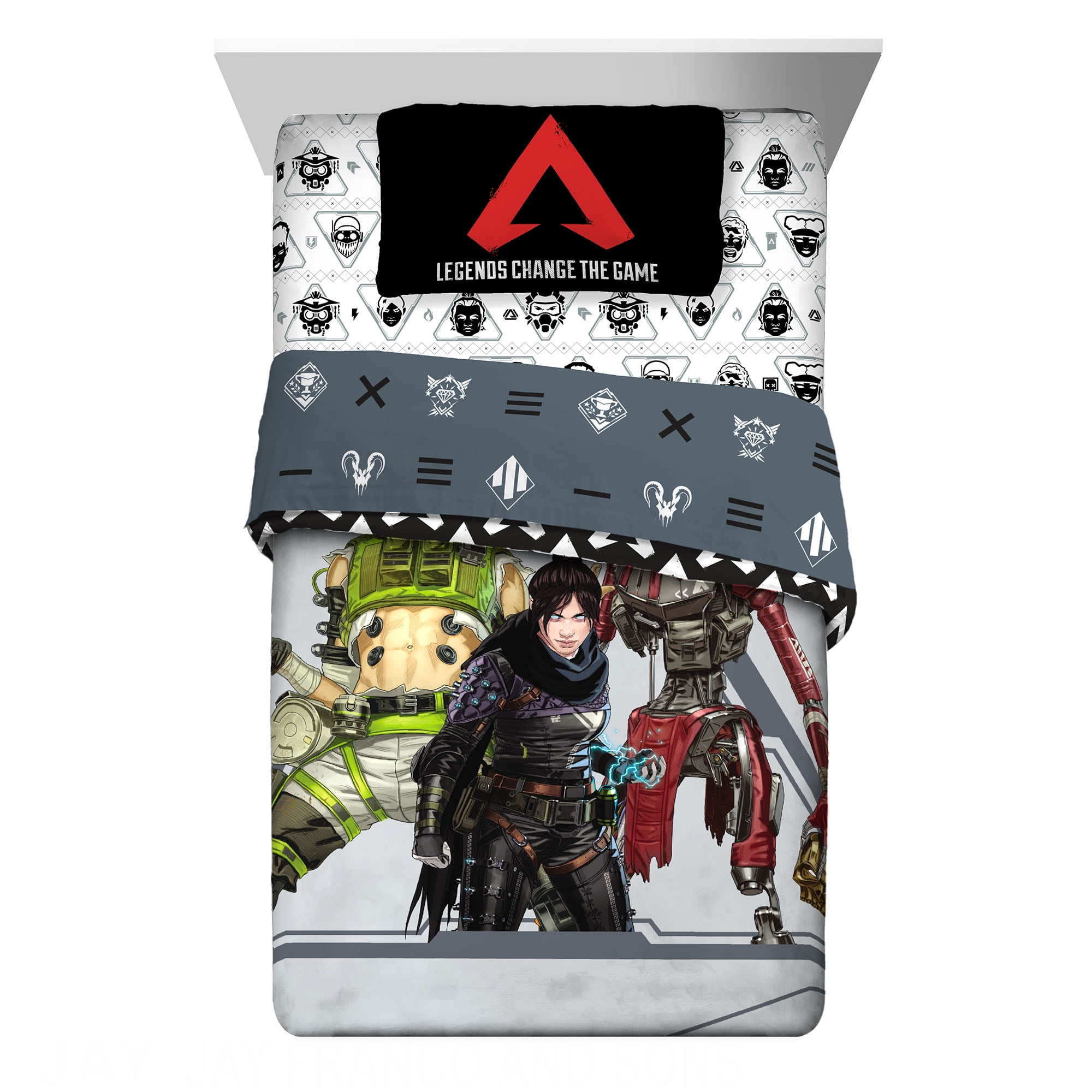 Apex Legends Full Bed in a Bag, Gaming Bedding, Comforter and Sheets, Grey