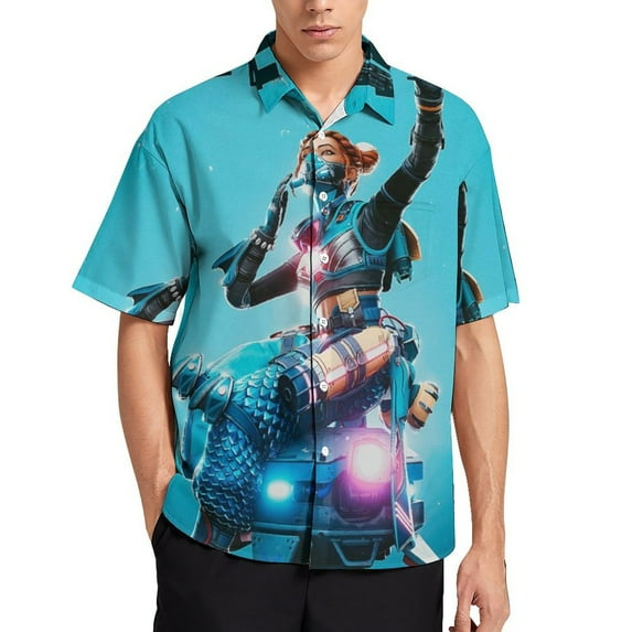 Apex Legends Lifeline Casual Short Sleeve Shirt Lapel Collar Shirt Summer Beach Shirt 4XL