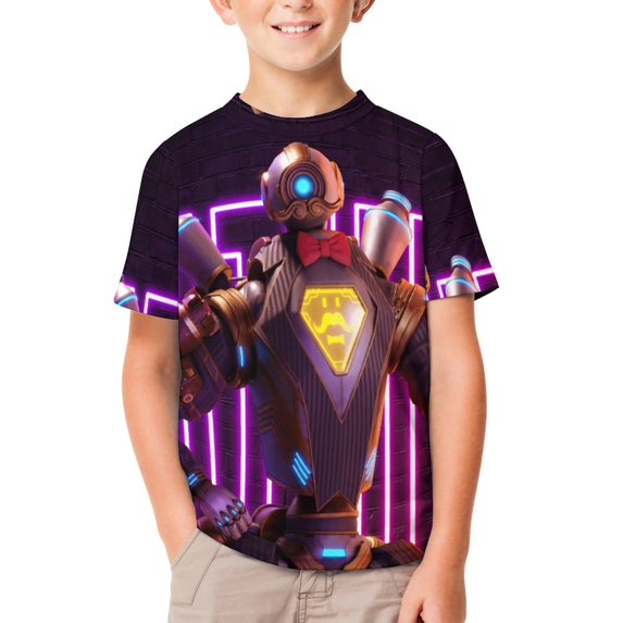 Apex Legends Pathfinder Kids Short Sleeve Tee Shirt Novelty Crewneck T-Shirts Unisex Summer Blouse Tops for Boys Girls 130CM