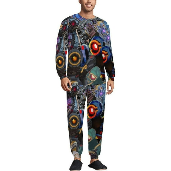 Apex Legends Pathfinder Men's Lounge Pajamas Set 2-Piece Crew Neck Sleepwear Soft Long Sleeve Top & Pants for Sleep, Home & Vacation XL