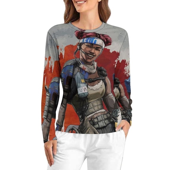 Apex Legends Women's Pajama Top 3D Digital Print Sleepwear Trendy Crewneck Pullovers Long Sleeve Shirts S