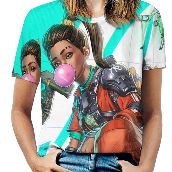Apex Legends Womens T-Shirt Round Neck Short Sleeve Tee Shirts Summer Breathable Tops Blouse XL