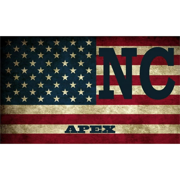 Apex NC North Carolina Wake County Vintage US Flag Decal Bumper Sticker 3M Vinyl 3" x 5"
