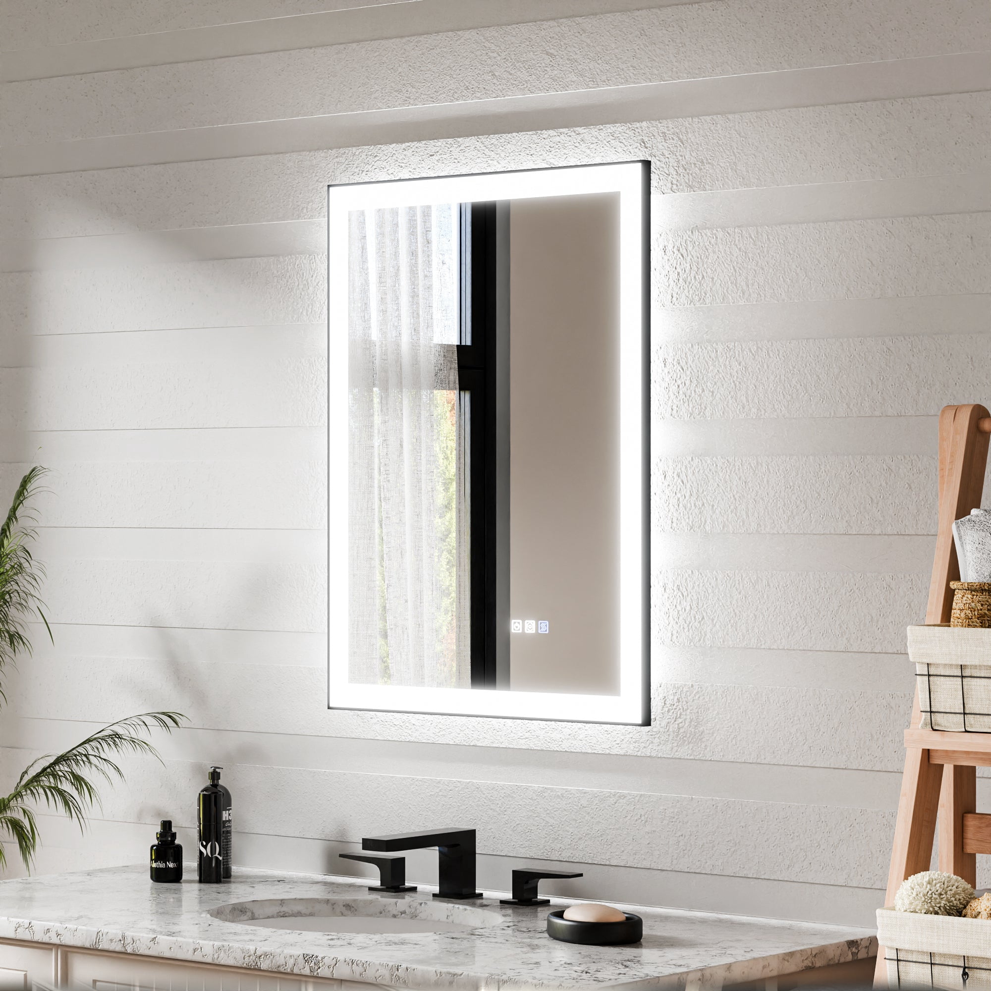 Apex-Noir 24"x32" Framed LED Lighted Bathroom Mirror - Walmart.com