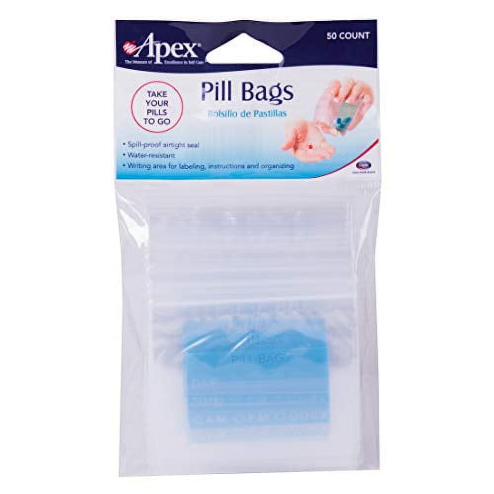 Apex Pill Bags, 50 Count Small Baggies For Pills and Vitamins