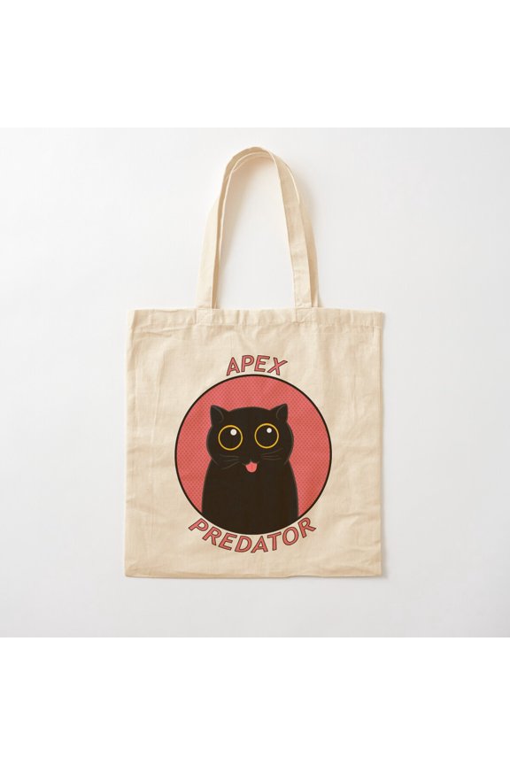 Apex Predator Kitty Canvas Tote Bags, Reusable Shopping Bag