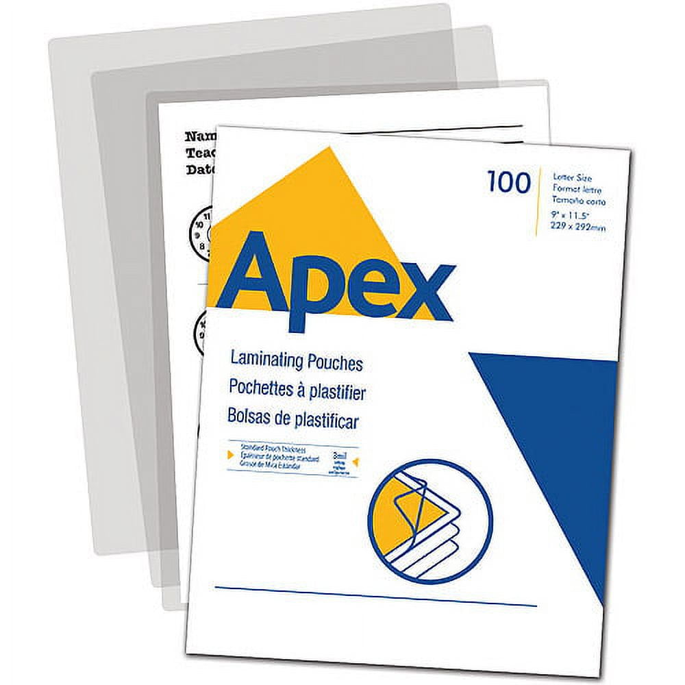 Apex Standard Laminating Pouches, Letter Size for 3mm Setting, 100 per