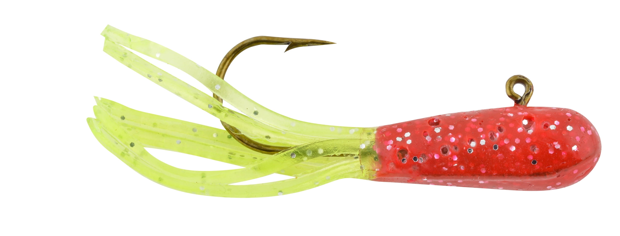 Apex Tackle 1.5" Rigged Tubes Red/Chartreuse Glitter 5pk, Fishing Rigs
