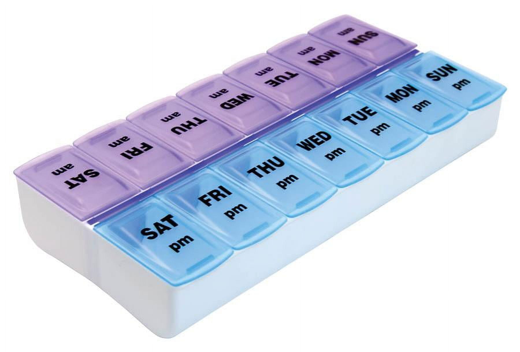 Apex Twice-a-Day Weekly Pill Box Planner and Organizer, Portable Container for Easy Travel