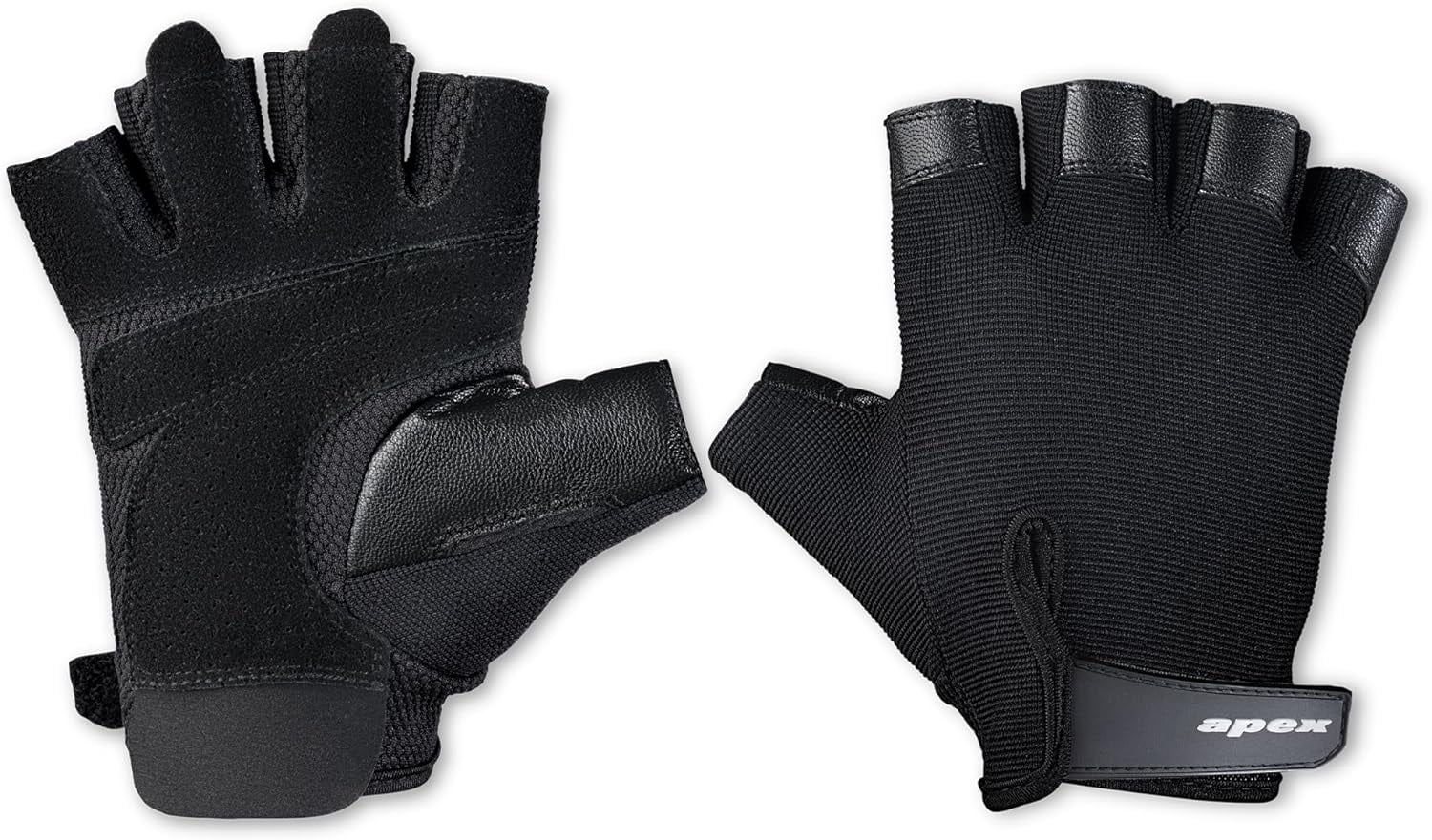 Apex by Marcy Leather Padded Workout Gloves with Pull Tabs for Men & Women (L) B5GLV-L
