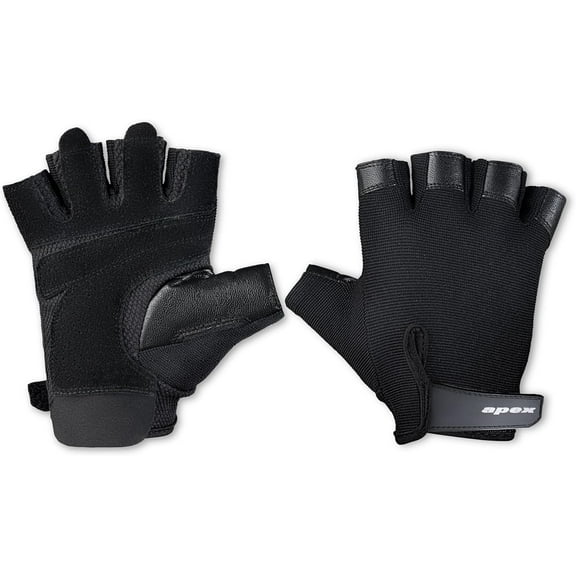Apex by Marcy Leather Padded Workout Gloves with Pull Tabs for Men & Women (XL) B5GLV-XL