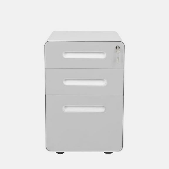 ApexDesk  3-Drawer Metal Mobile File Cabinet with Locking Keys & Casters White