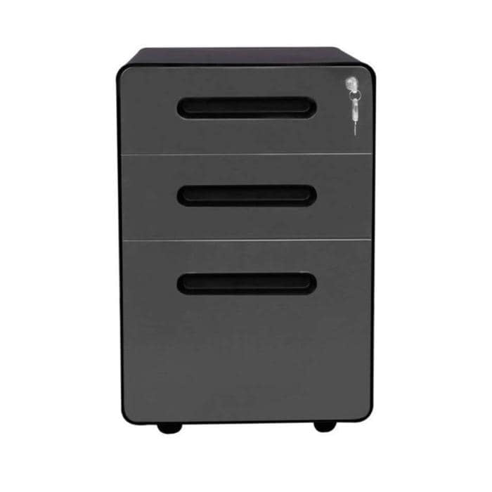 Black 3-Drawer Lockable Metal Mobile File Cabinet