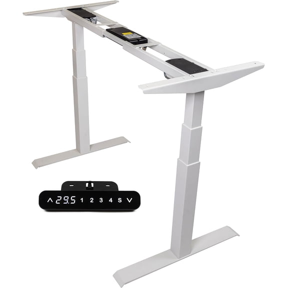 ApexDesk K Series Desk Base 3 Stage with Dual Motor Electric Adjustable Standing Desk Base Electric for Home and Office Width and Height Adjustable (White Frame only)