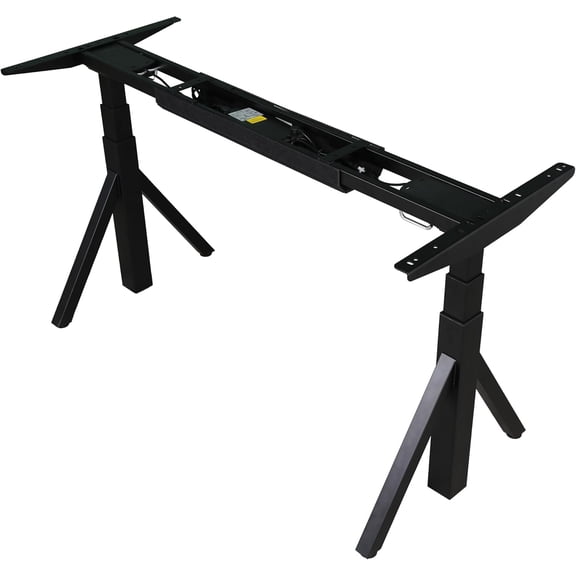 ApexDesk Series Adjustable Desk Legs High Low Range 3 Stage with Dual Motor Legs Electric Adjustable Standing Desk Frame Home, Office, Gaming Width and Height Adjustable (Black Frame Only)