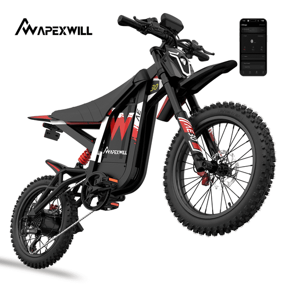 ApexWill Electric Dirt Bike 17"/14", 4000W Peak Motor Max 35 Mph , 48V 22.4Ah Battery, Dual Hydraulic Brakes, All Terrain Motorized Dirt Bikes APP Control with Turn Signal