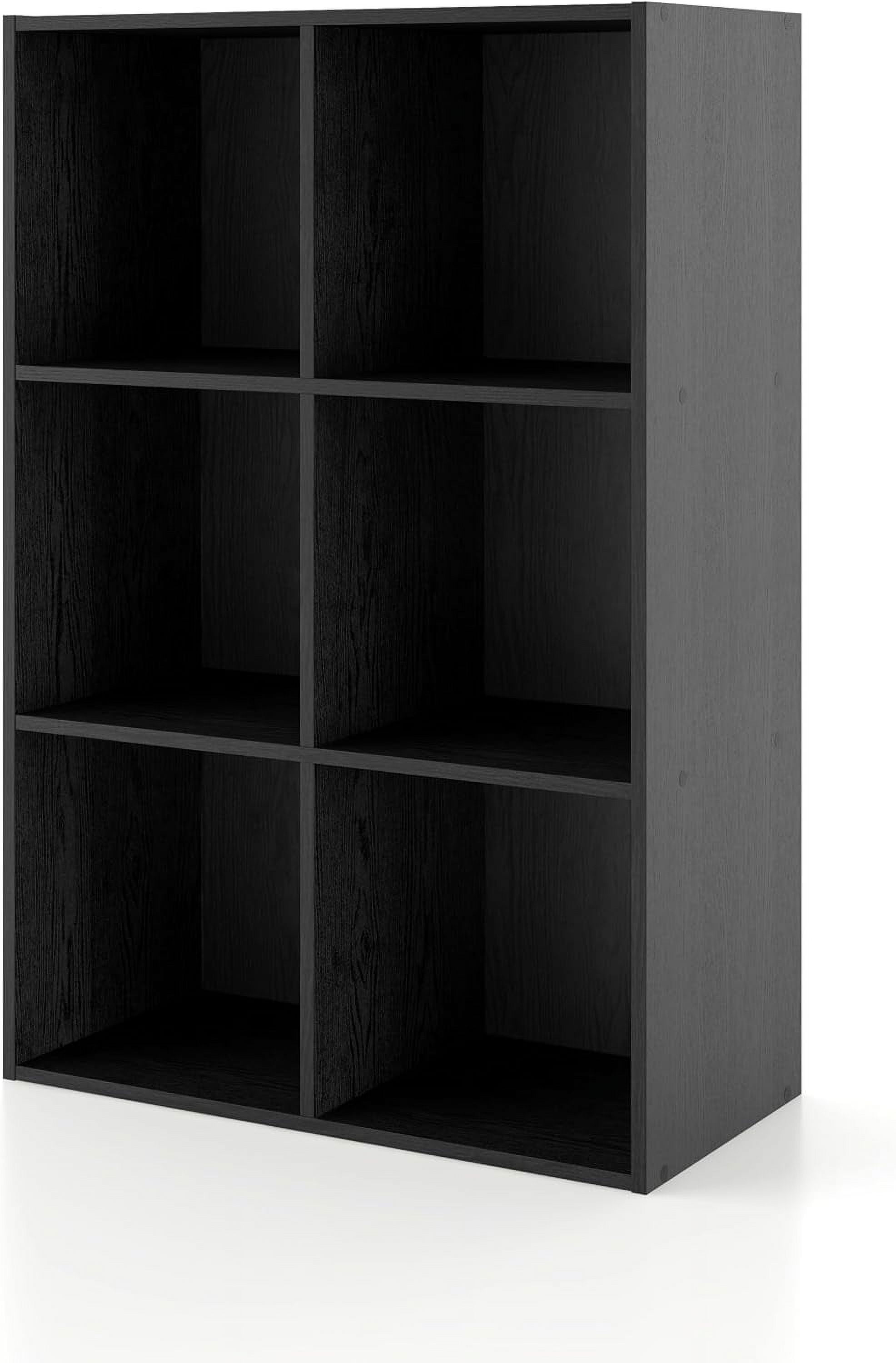 Black 6-Cube Stackable Wood Modular Bookcase