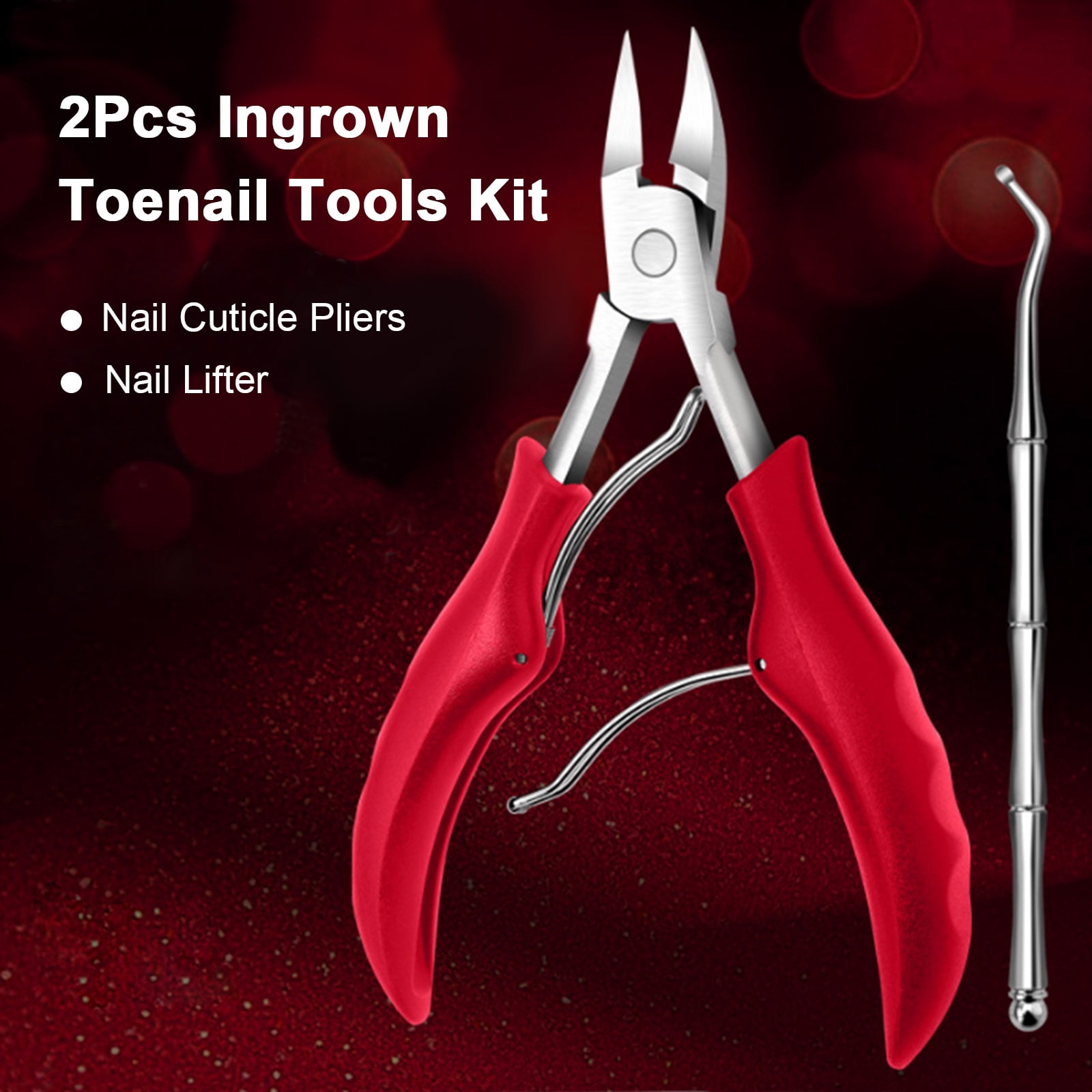 Apexeon Ingrown Toenail Kit , Stainless Steel Nail Cuticle Pliers, Lifter & Scissors , 2Pcs Set