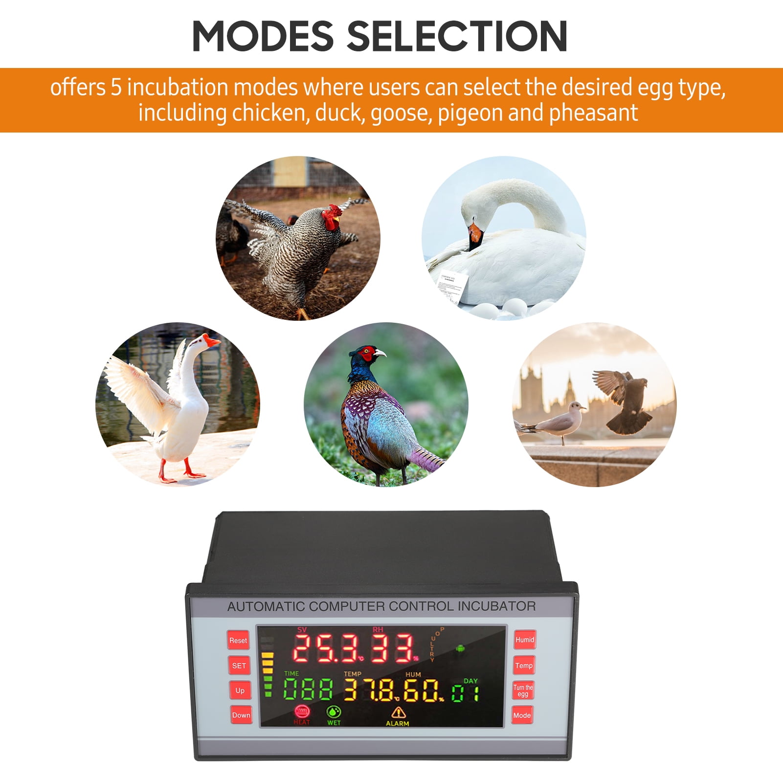 Apexeon Poultry Egg Automatic Incubator Controller, LED Color Screen