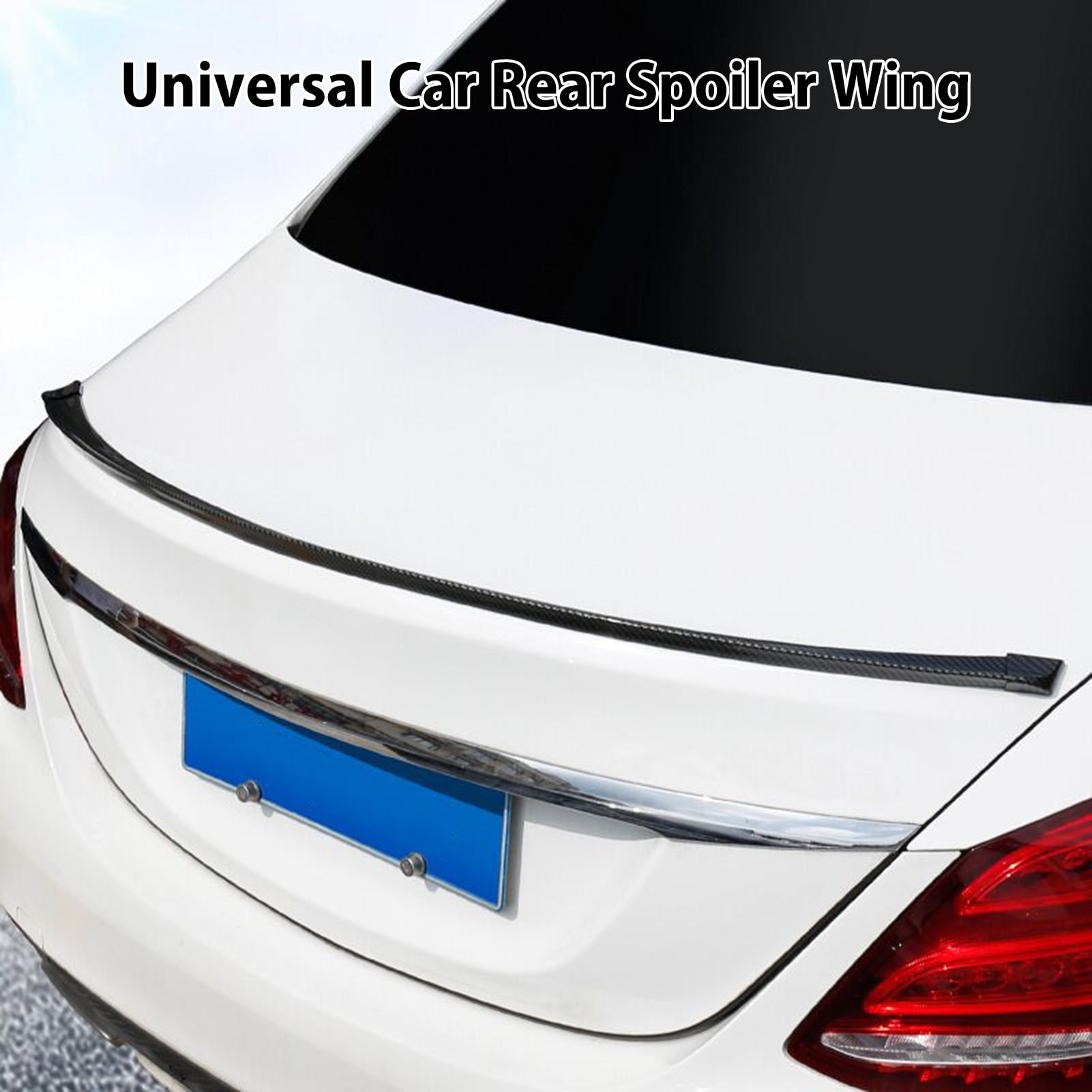 Apexeon Universal Car Rear Spoiler Wing Rubber Lip Sticker, Matte Black Carbon Fiber Strip Bar