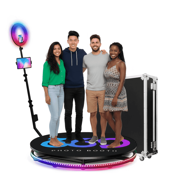 Apexscnview 39.4" 360 Photo Booth with Flight Case and RGB Lights
