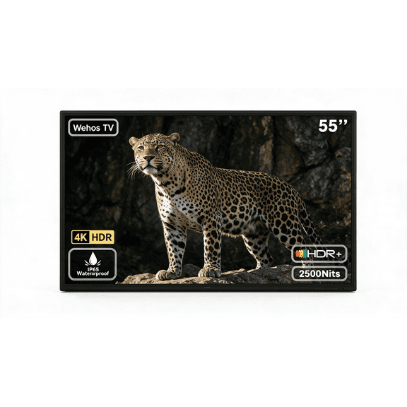 Apexscnview 55" Smart Outdoor TV, 4K Uhd 2500nits with Dobly Atmos, Google TV with Voice remote, IP65 Waterproof,Google cast,Patial Sun