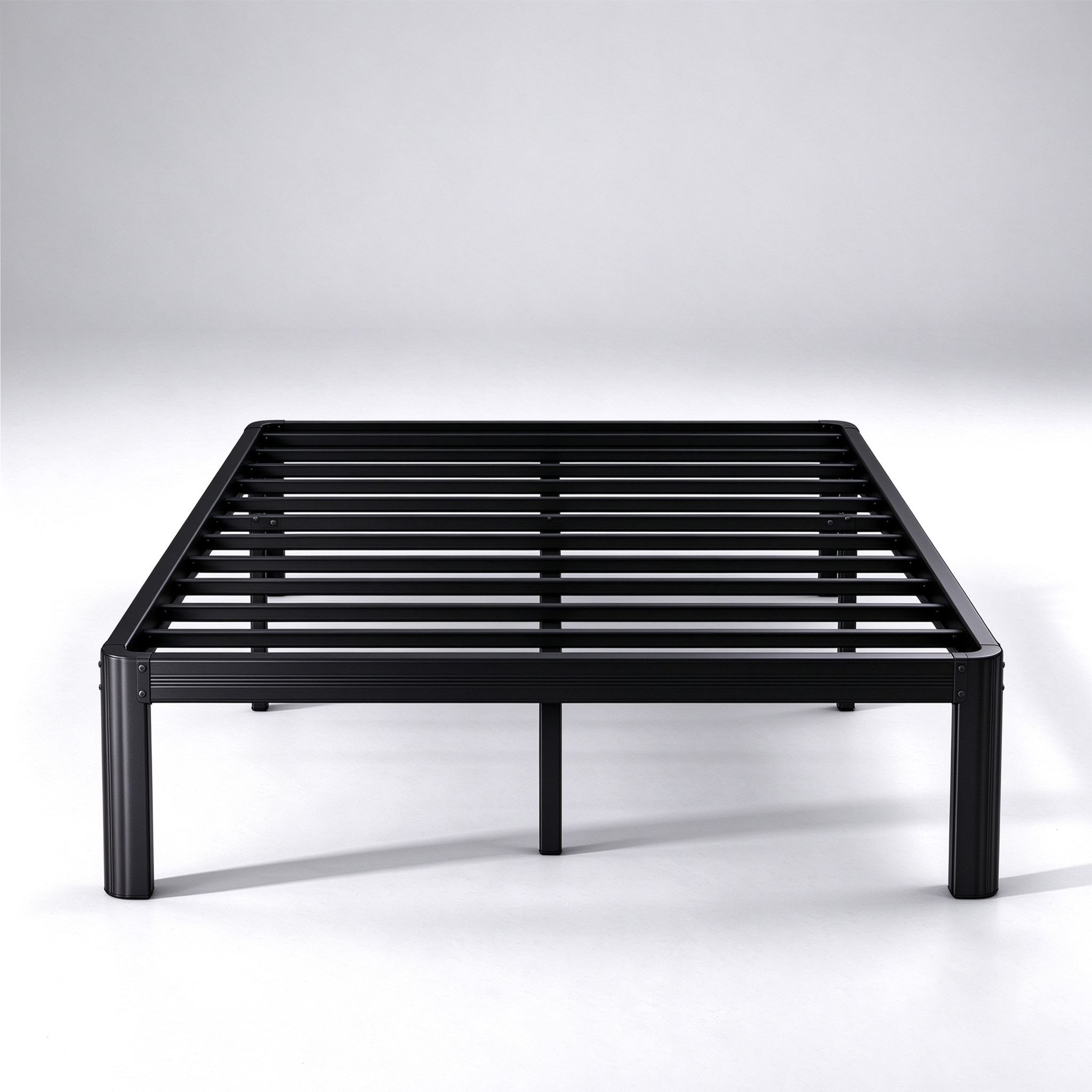 Apextella 14 in King Metal Platform Bed Frame, Round Corners, No Box Spring Needed, Underbed Storage, Black