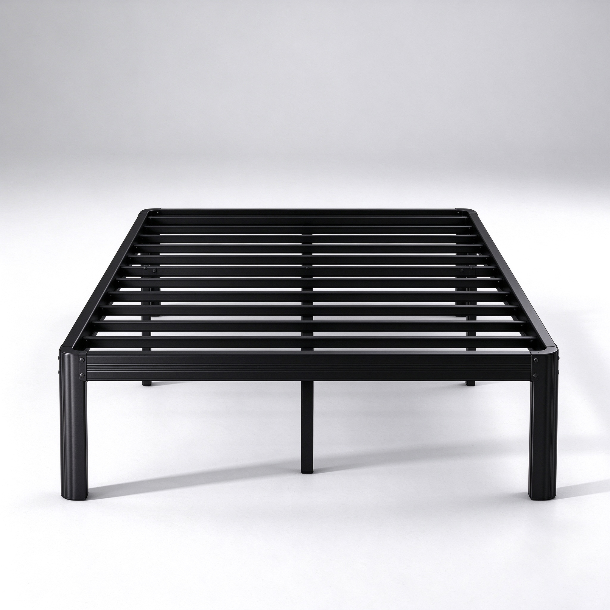 Apextella 14 in Queen Metal Platform Bed Frame, Round Corners, No Box Spring Needed, Underbed Storage, Black