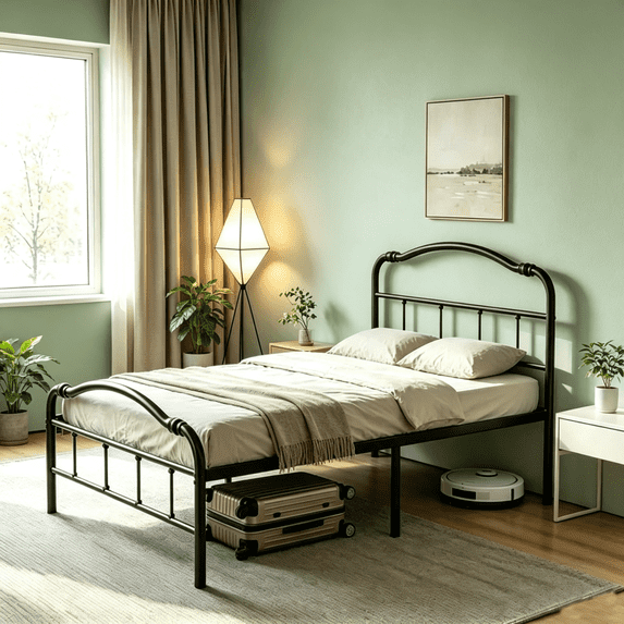 Apextella 14 in Twin XL Metal Platform Bed Frame with Headboard and Footboard, No Box Spring Needed, Underbed Storage, Black