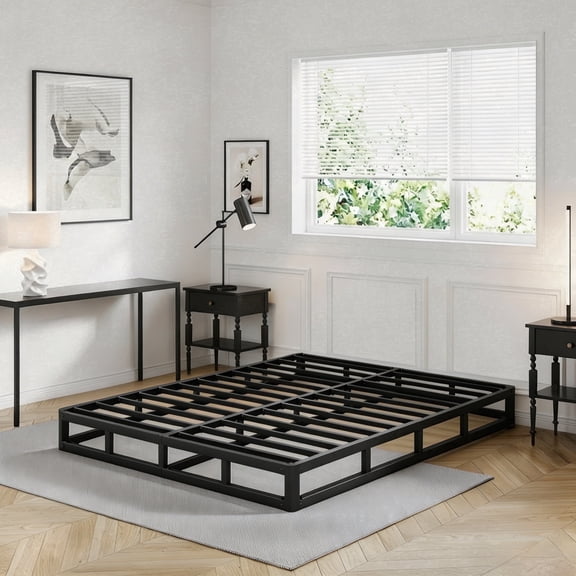 Apextella 4-Inch Queen Box Spring, Heavy-Duty Metal Frame Mattress Foundation with Noise Free, Easy Assembly,Fabric Cover Included