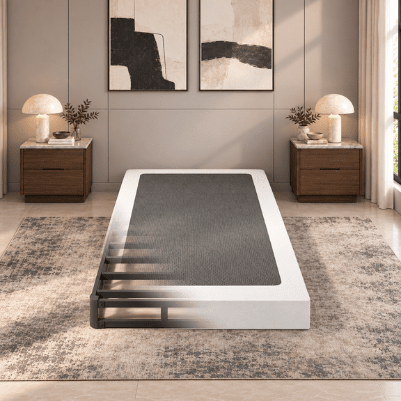 Apextella 6 in Twin Metal Box Spring, Low Profile Mattress Foundation with Fabric Cover, Black