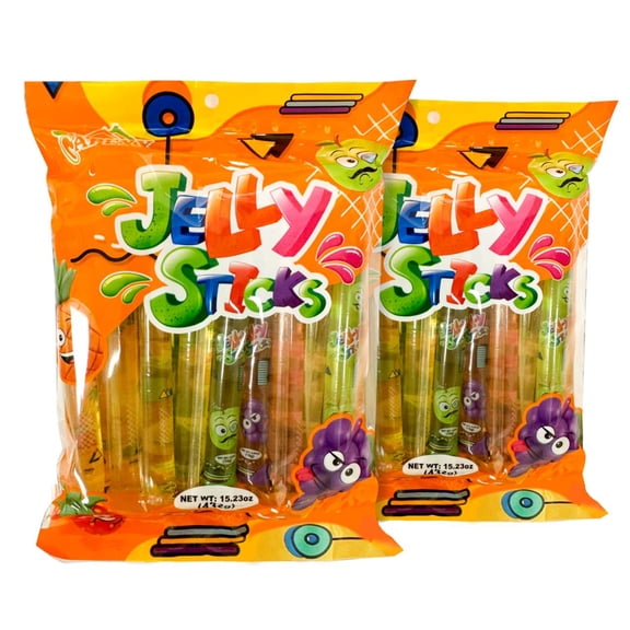 Apexy Jelly Straws, Fruit Jelly Filled Strips, Tiktok Candy Trend Items, Assorted Fruit Jelly Sticks, 15.23oz (432g) Pack of 2