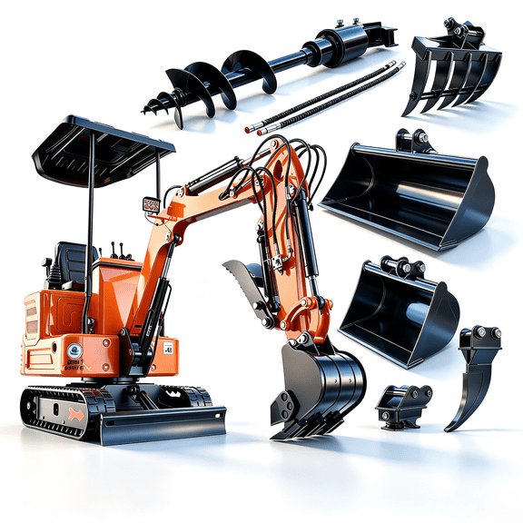 Apexyun 1.2 Ton Mini Excavator 13.5 HP Briggs Stratton Gas Engine 90 Percent Pre-installed Pilot Control Landscaping Grade with 6 Attachments